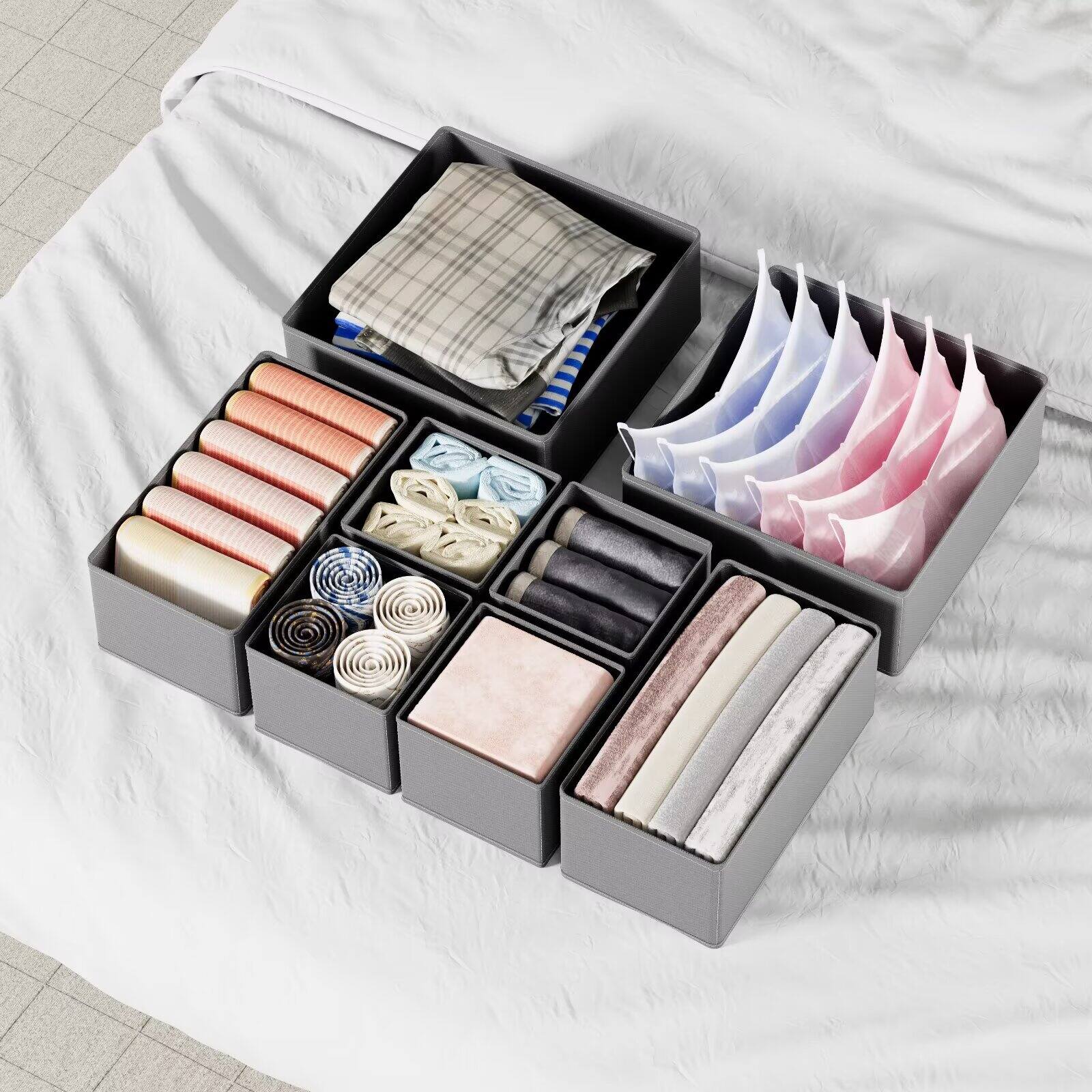 Alt View 2. Tooloton - Closet Drawer Organizers, 12-Pack Storage Bins and Drawer Dividers (Grey) - Grey.