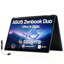 ASUS - Zenbook Duo 2-in-1 Laptop 14.0 2.8K (Intel Ultra 9-285H, 32GB LPDDR5X, 1TB SSD, Win 11 Home) w/USB Hub - Inkwell Gray