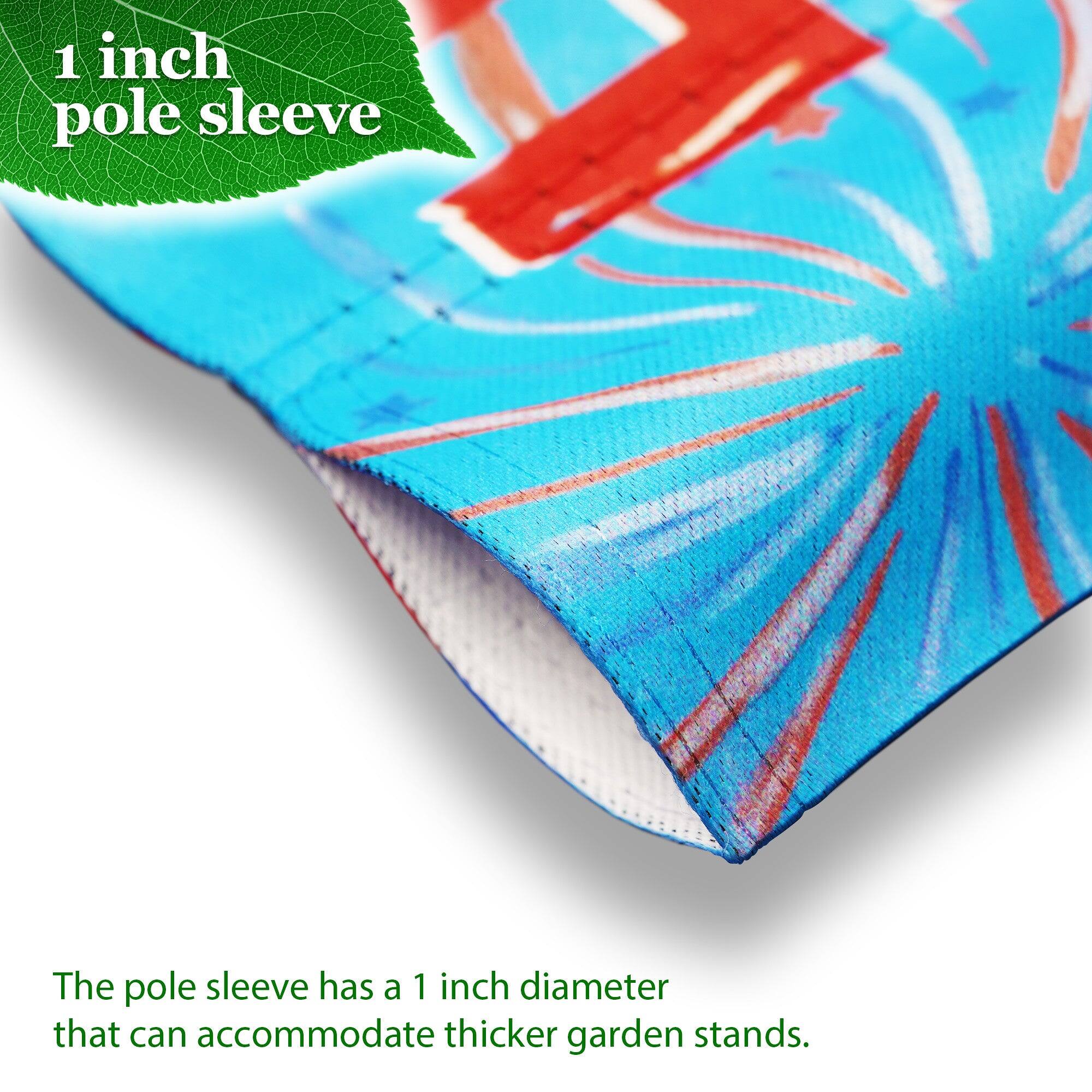 1 inch pole sleeve

The pole sleeve has a 1 inch diameter that can accommodate thicker garden stands.