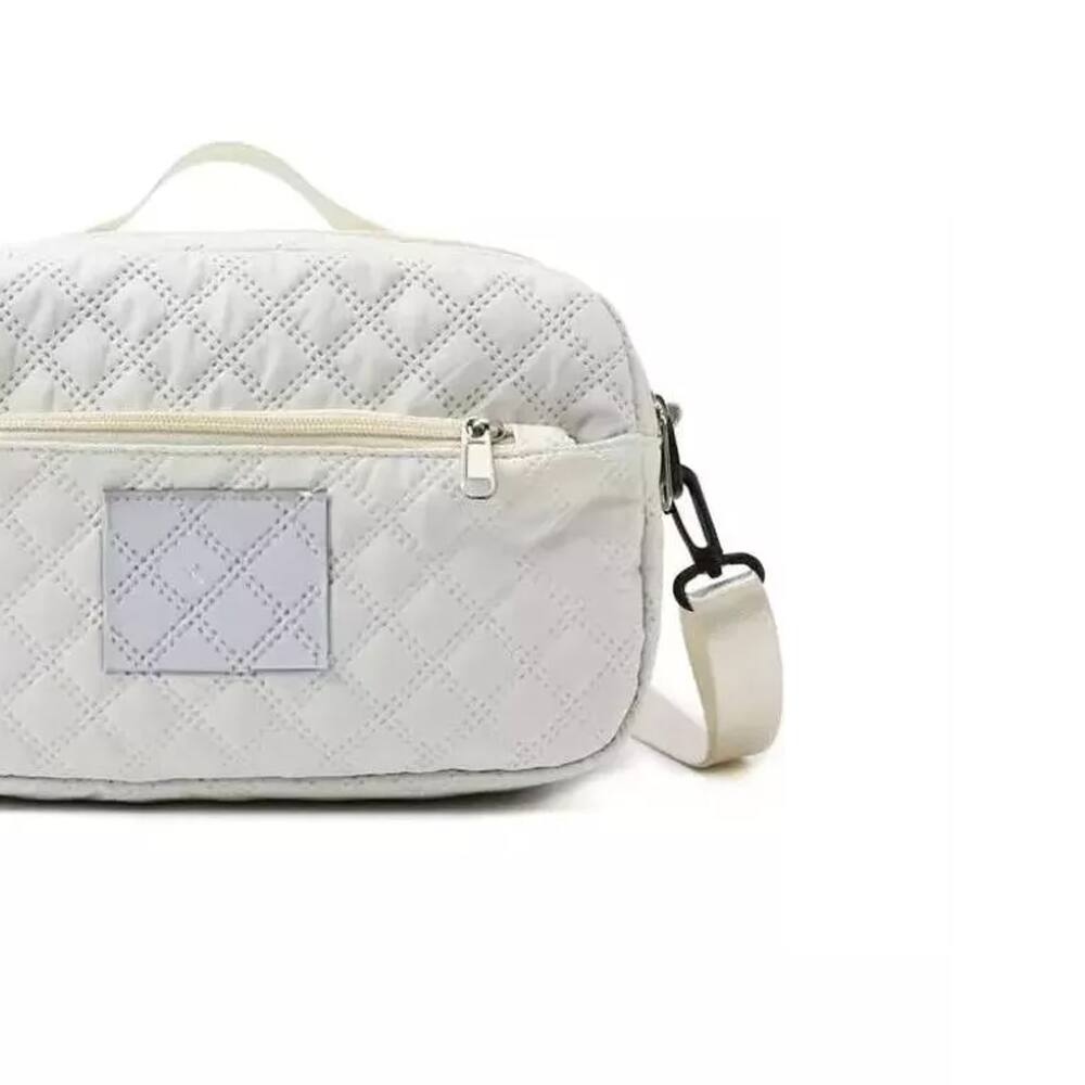 Alt View 2. Wikistore - Wikistore 3D Diamond Pattern Small Tote with Dry Wet Separation and Double Pockets Off White - White.