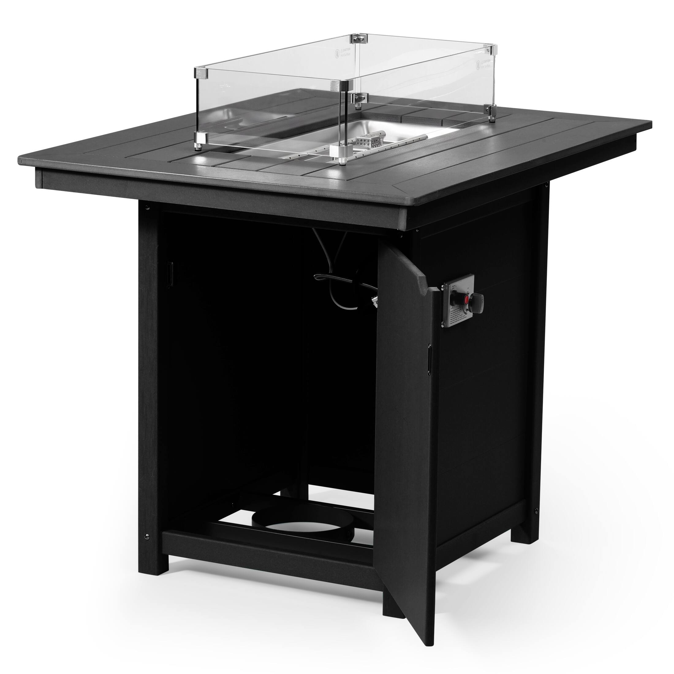 Left. WestinTrends - WestinTrends Helios 46" Modern Outdoor Patio Gas Propane Rectangle Fire Pit Table - Black.
