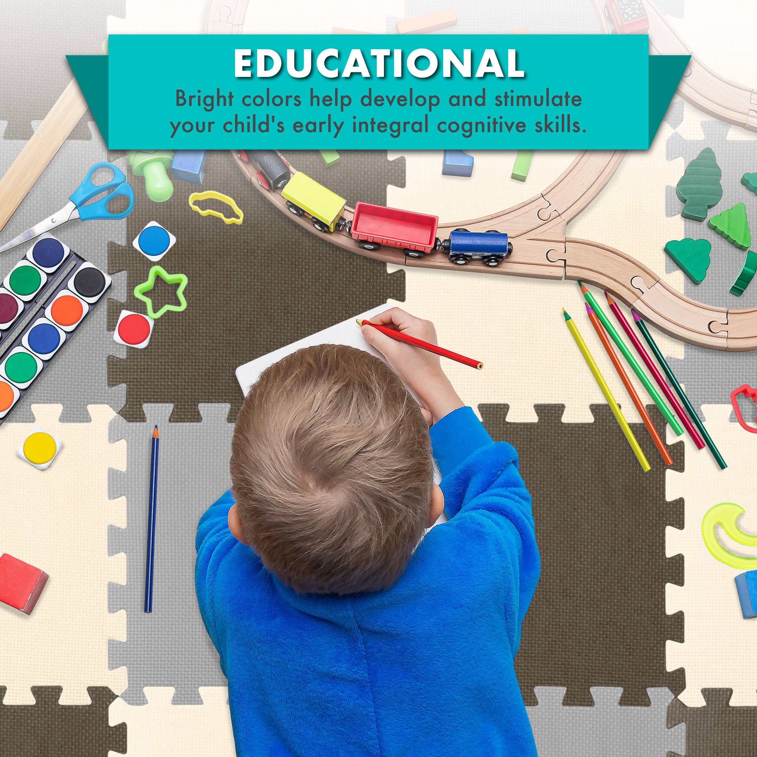 EDUCATIONAL  
Bright colors help develop and stimulate your child's early integral cognitive skills.