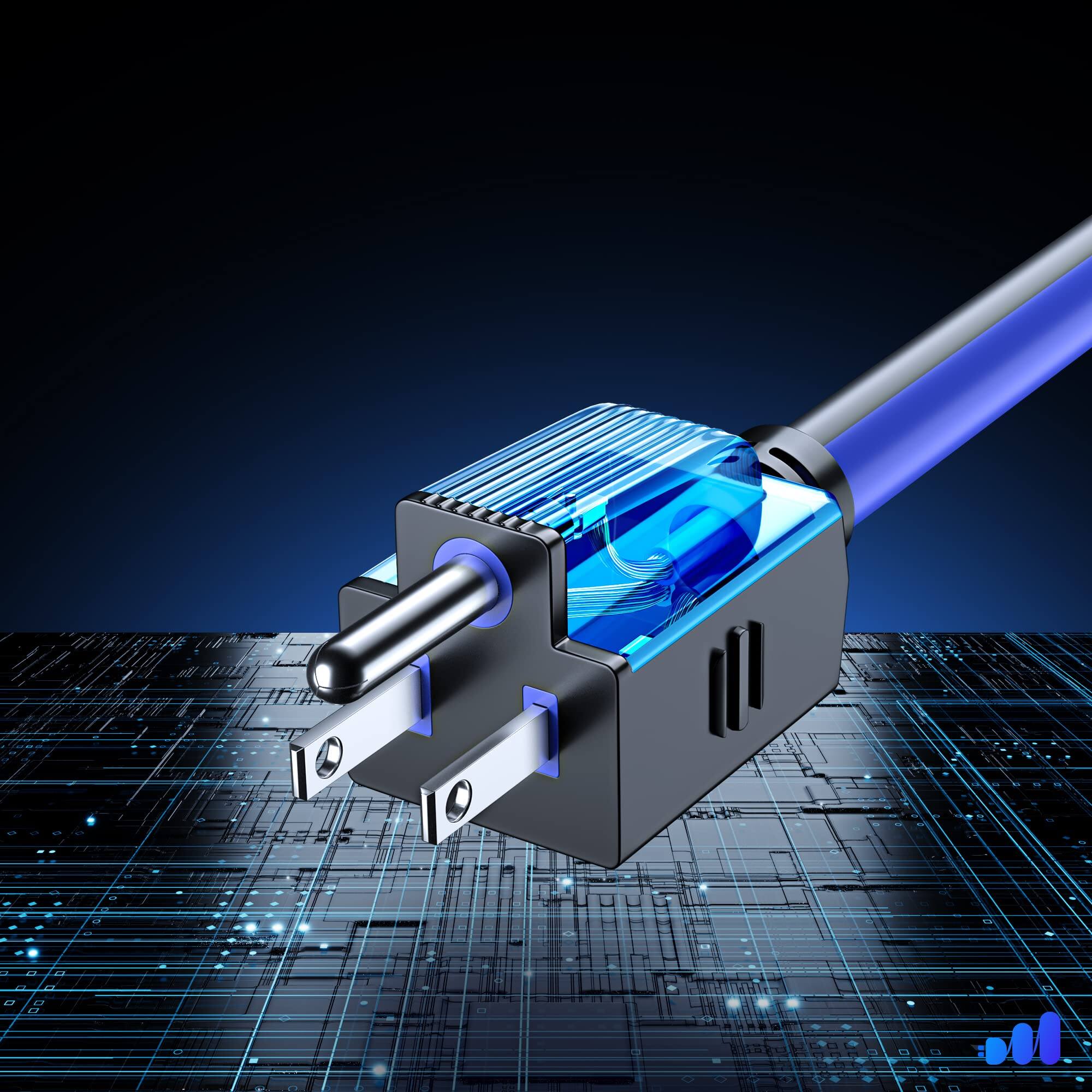 Alt View 3. Maximm - Extension Cord 30 ft, SJTW Extension Cord with Multiple Outlets, 16 Gauge ETL Listed - Black and Blue.