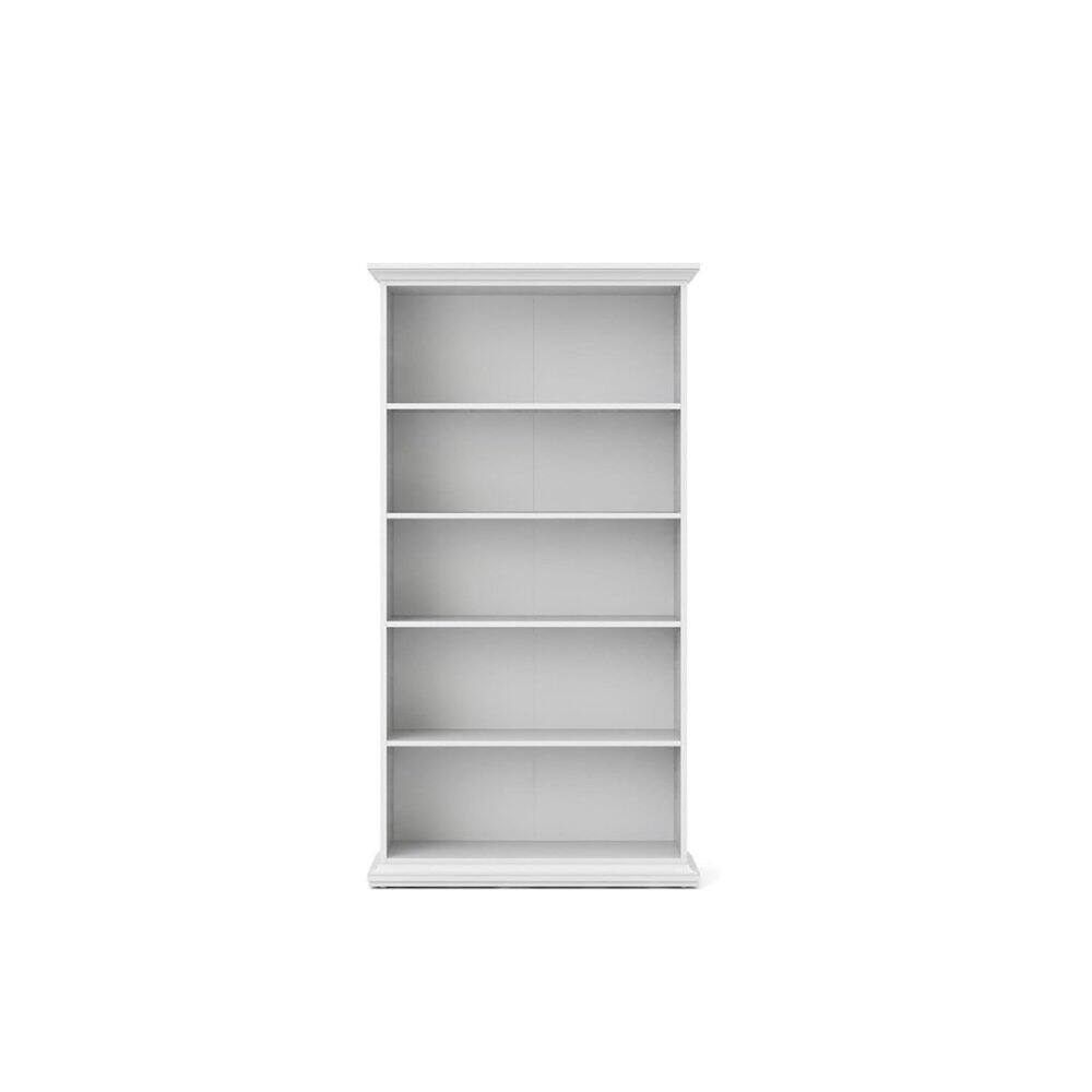 Left. FurniFact - 5 Shelf Bookcase - Elegant Tall Bookshelf for Home and Office Use - White.
