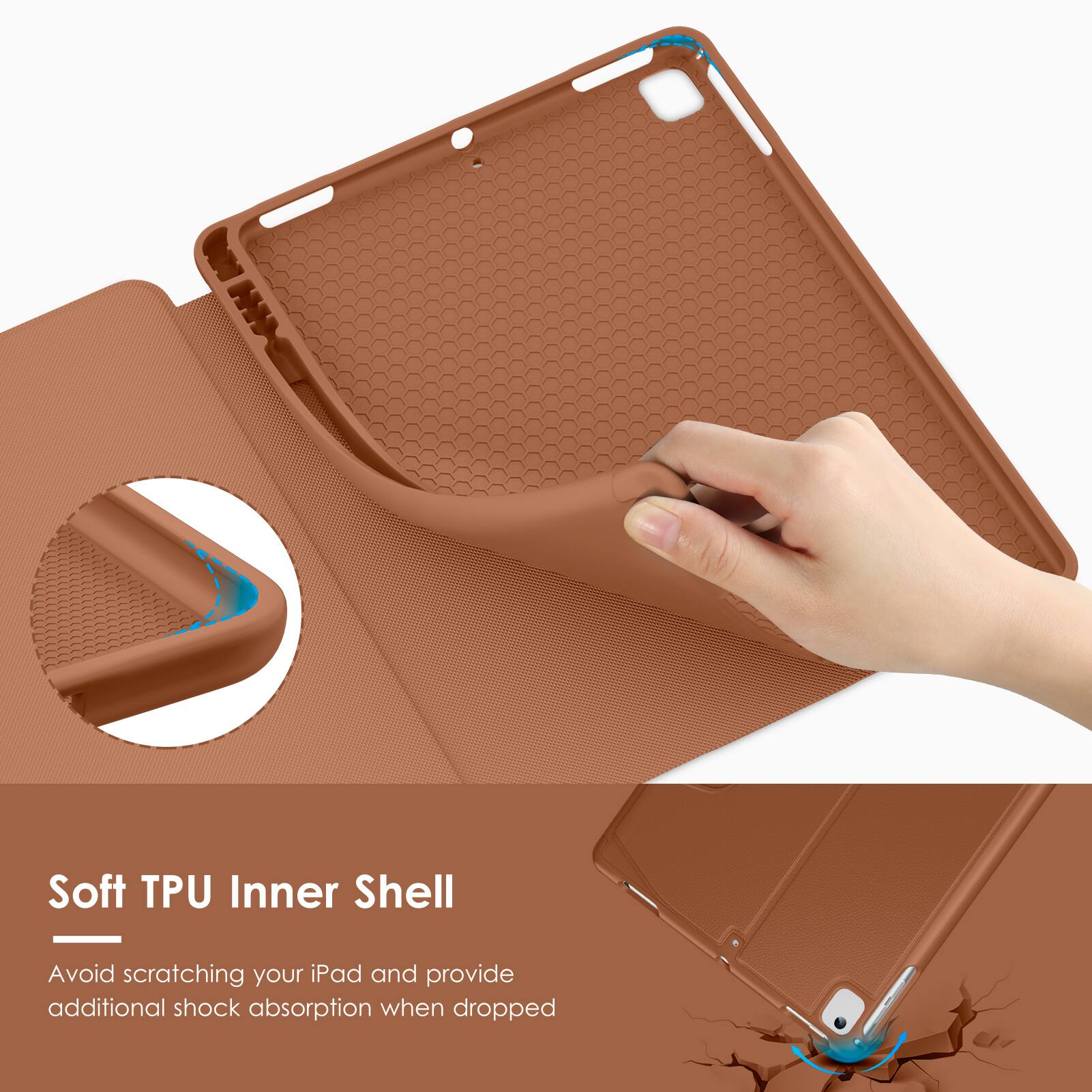 Soft TPU Inner Shell

Avoid scratching your iPad and provide additional shock absorption when dropped.