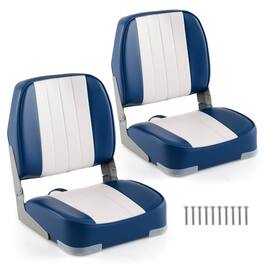 Costway - 2-Pack Folding Boat Seats with Thick Sponge Padding Fixing Bolts Hinges - Blue