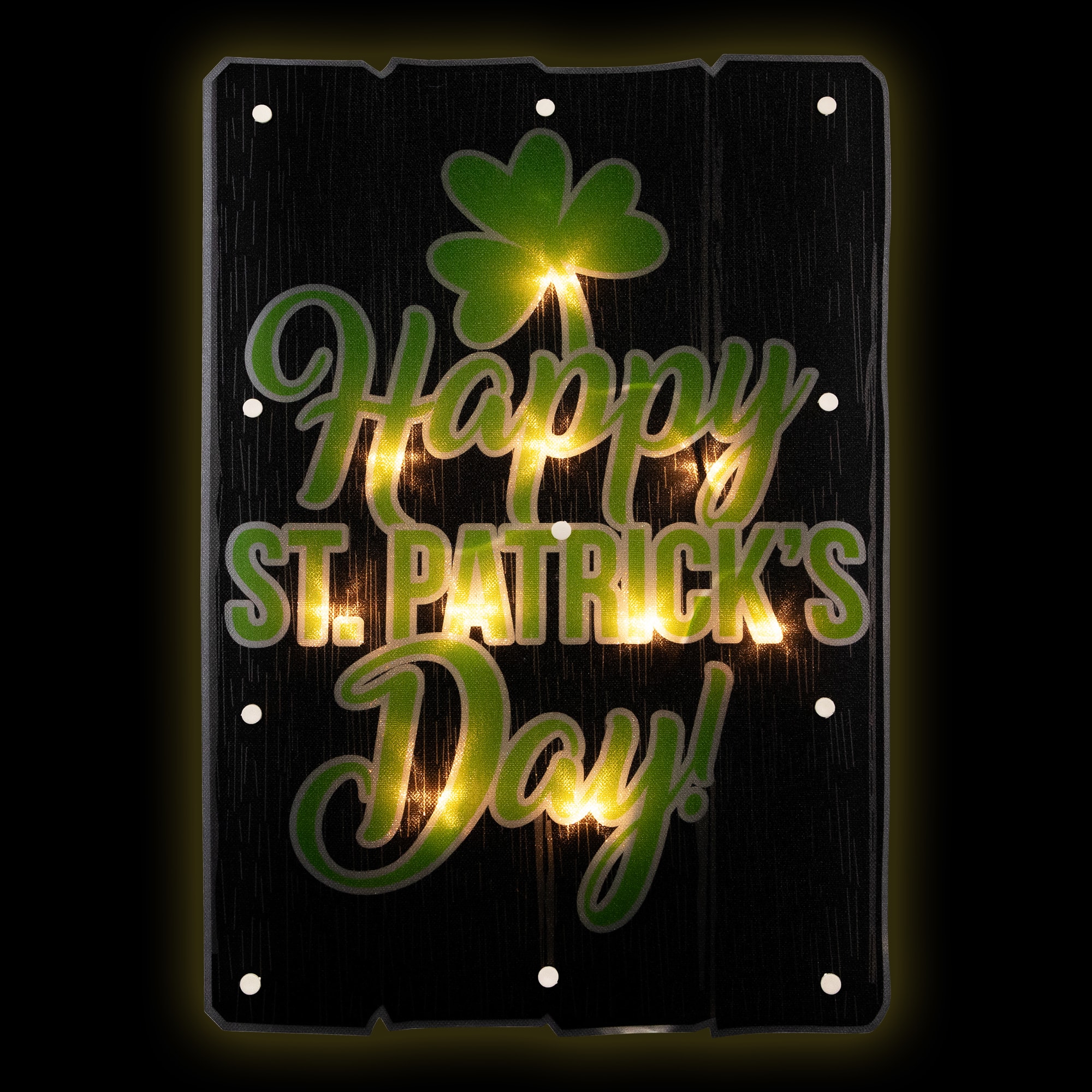 Northlight - Lighted Happy St. Patrick's Day Window Decoration - 17" - Black