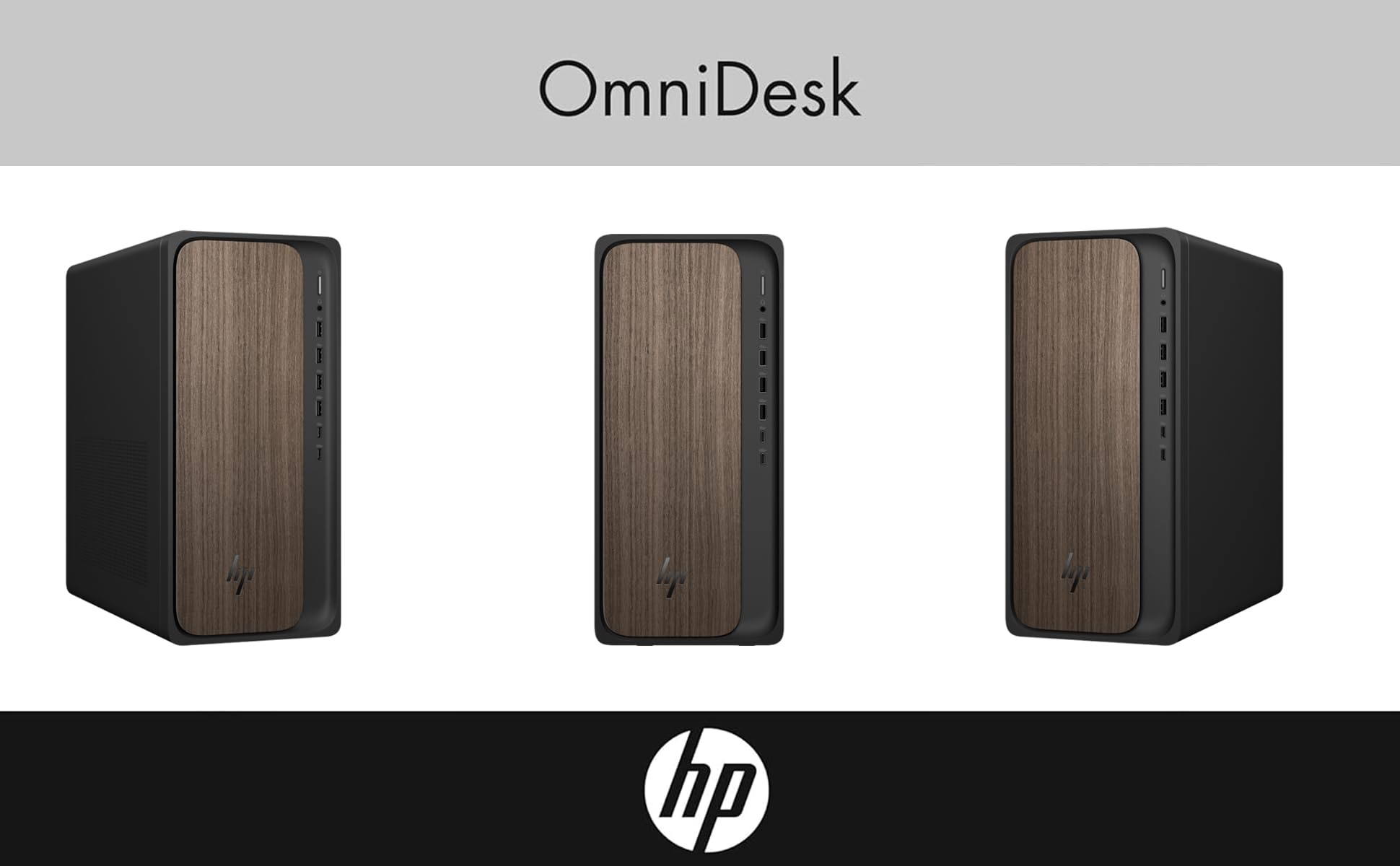Angle. HP - HP OmniDesk AI Desktop - Intel Ultra 7-265, 16GB DDR5, 512GB SSD, Intel Graphics, WiFi 6, Win 11 Pro - Black.