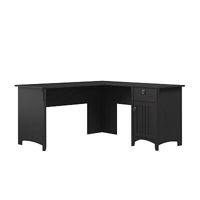 Front. Bush Home - 60W L Shaped Desk with Storage(SAD160VB-03) - Vintage Black.