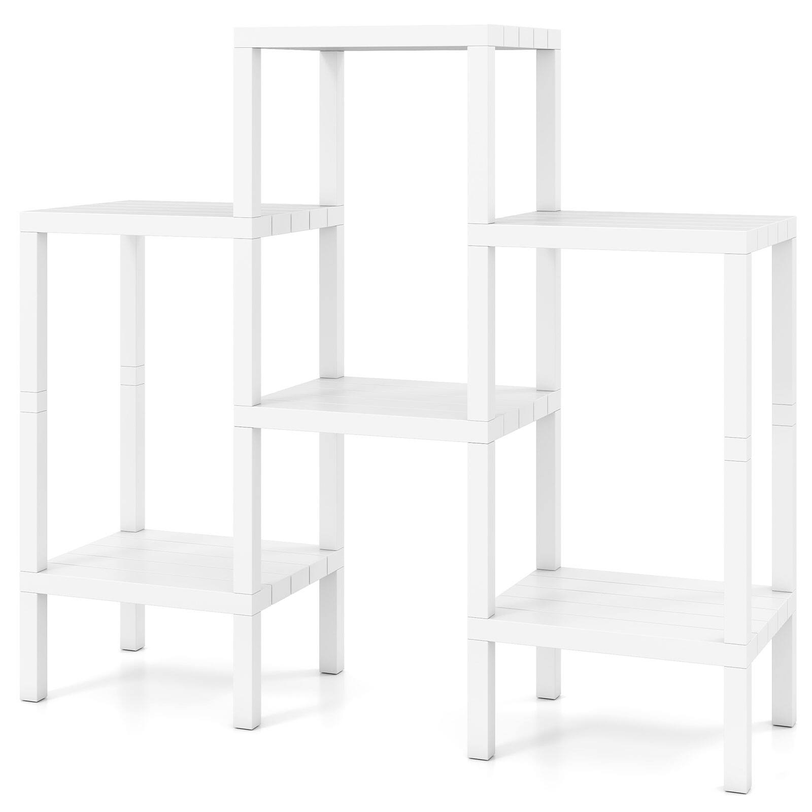 Alt View 9. Gymax - Gymax 6-Tier Plastic Modular Storage Shelves Open Display Utility Shelving Unit White - White.
