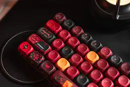 Womier - PBT Keycaps MOA Profile for Cherry MX Switch US layout Mechnical Keyboard,128 Keys Double-Shot Keycap - Red