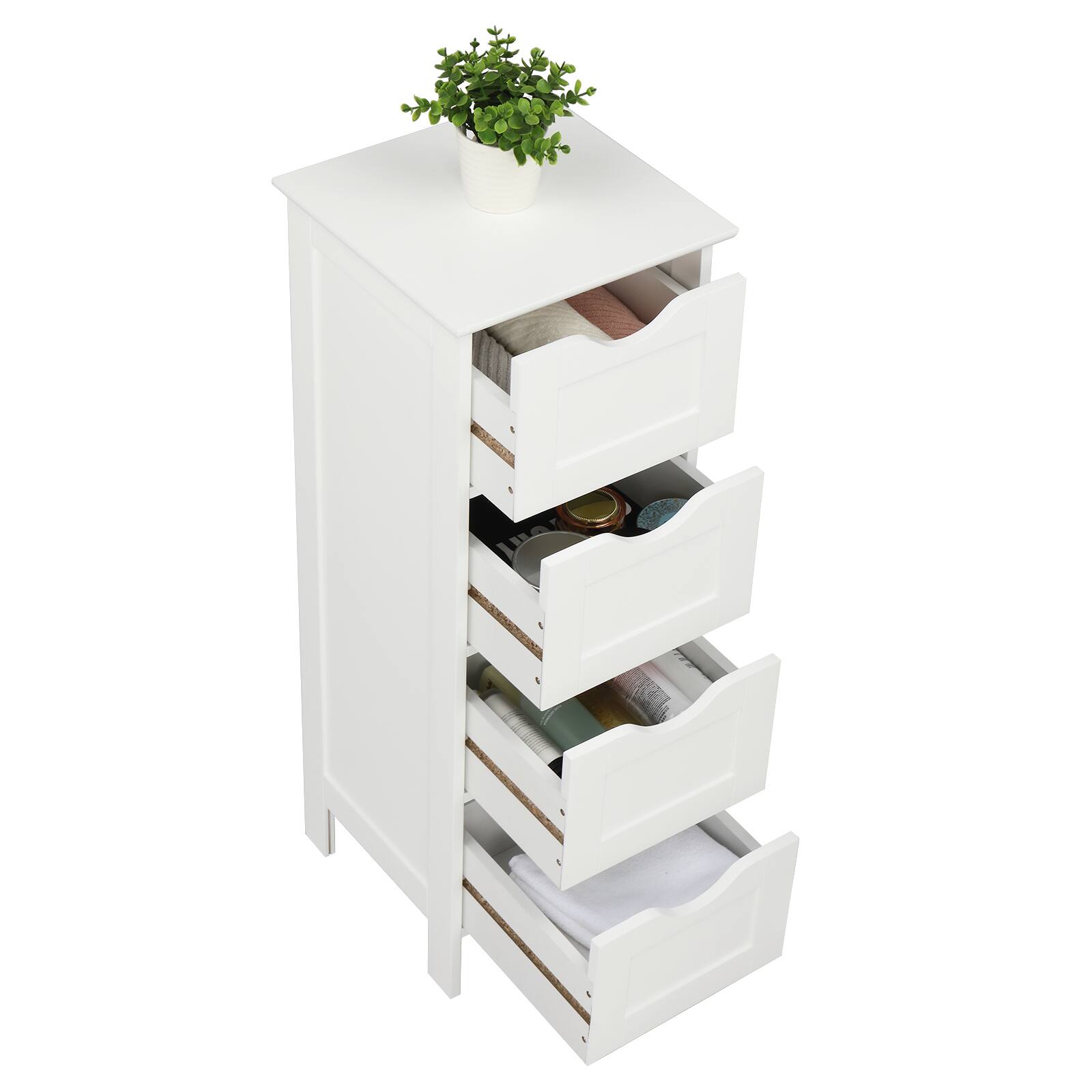 Alt View 6. SlickBlue - 4-Drawer Storage Cabinet Space-Saving Organizer for Bathroom - White.