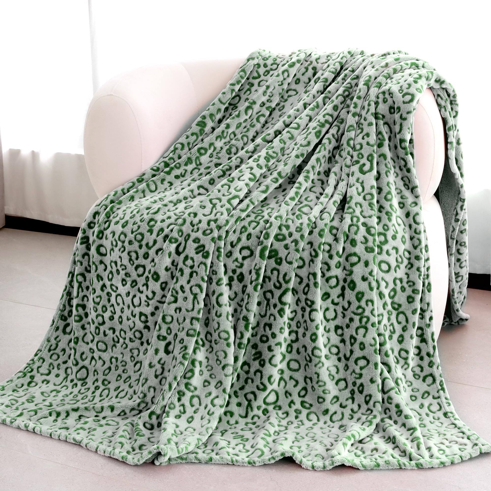 Leopard Green-Throw Size 50" x 60" (127 x 152 cm)