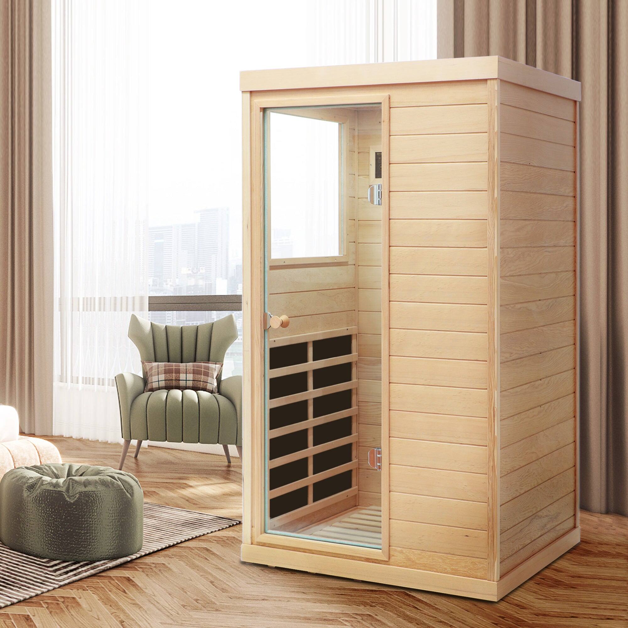 Alt View 2. Boyel Living - One Person Indoor Infrared Sauna with Left-Side Door and Bluetooth Speaker - Natural.