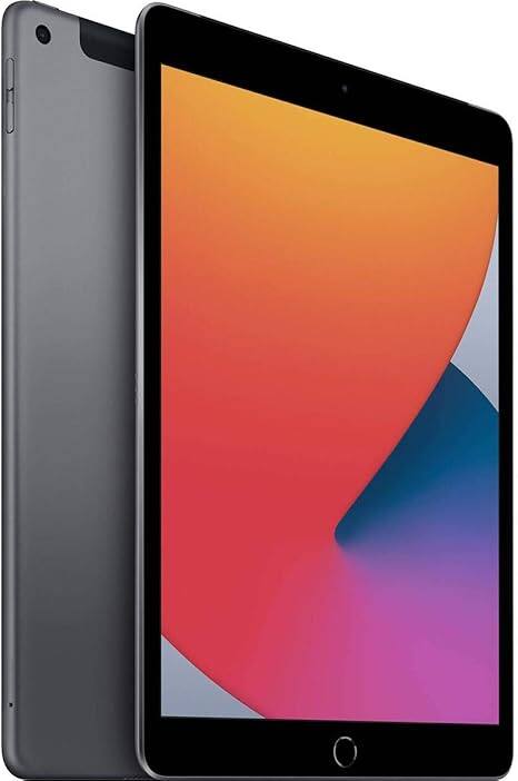 Front. Apple - 10.2-inch iPad 8th Generation (2020) Wi-Fi and Cellular 32GB (Unlocked) - Space Gray.