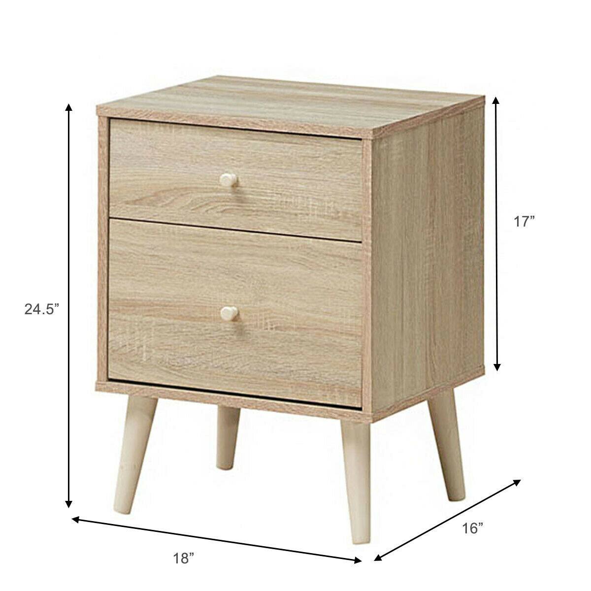 The text on the image reads: "17" 24.5" 16" 18". This information indicates the dimensions of the wooden dresser, which is 17 inches tall, 24.5 inches wide, and 16 inches deep.