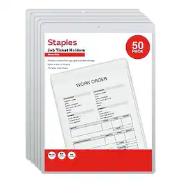 Staples - Heavyweight Sealed Job Ticket Holder, 9" x 12", 50/Pack - Clear