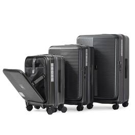 HTUTWOO - Luggage 3-Piece Set (20/24/28) - Front Opening Hardshell Suitcase,ABS+PC,TSA Approved Lock,Expandable,Laptop Compartment - Cement Grey