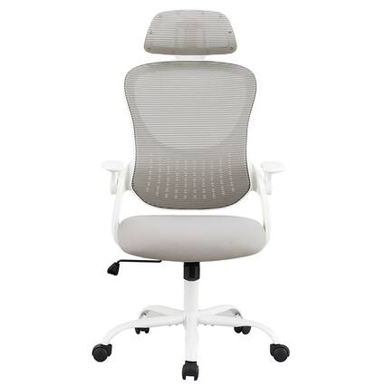 Front. AENKYO - Computer Desk Chair High Back Rolling Swivel Adjustable Task Chair with Headrest and Flip-up Armrests - Gray.