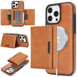 Dteck - Detachable Wallet Case for Apple iPhone 16 Pro Max,Premium PU Leather Flip Card Holder Stand Shockproof Mag Safe Cover - Brown