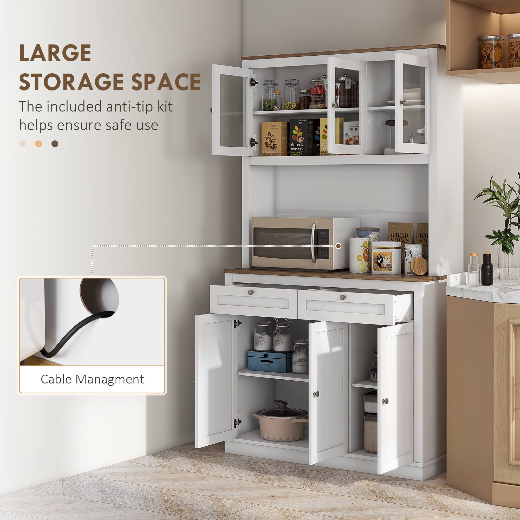 LARGE STORAGE SPACE The included anti-tip kit helps ensure safe use Cable Management