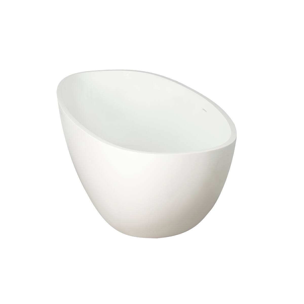 Alt View 6. Loheer - Loheer 65.2 in Freestanding Solid Surface Soaking Bathtub Matte White Oval Center Drain - Matte White.