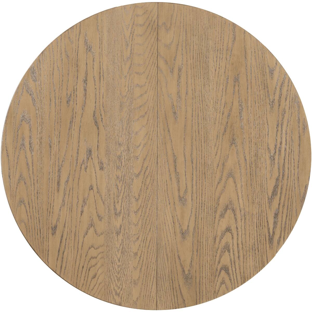 Loheer Round Extendable Dining Table, Oak Veneer Top, Natural Wood and ...
