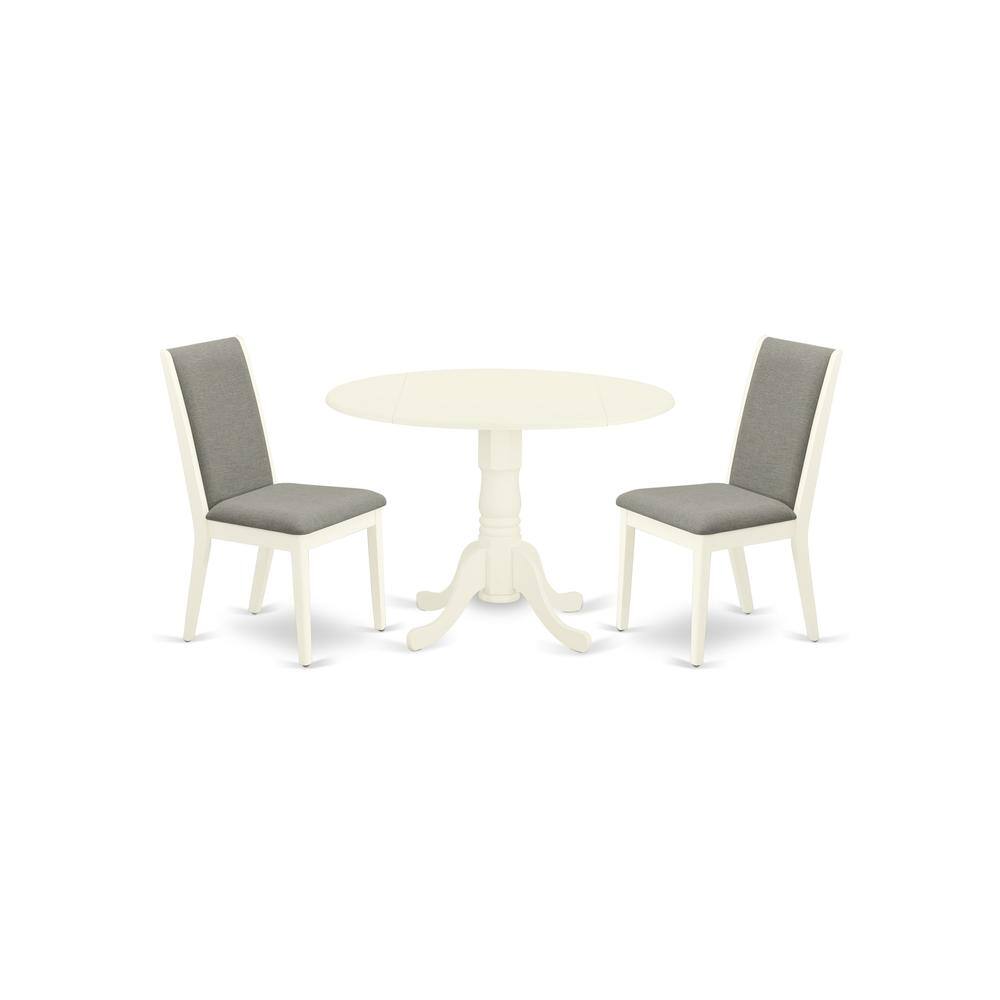 Back. East West Furniture - Dining Room Set Linen White - Brown.