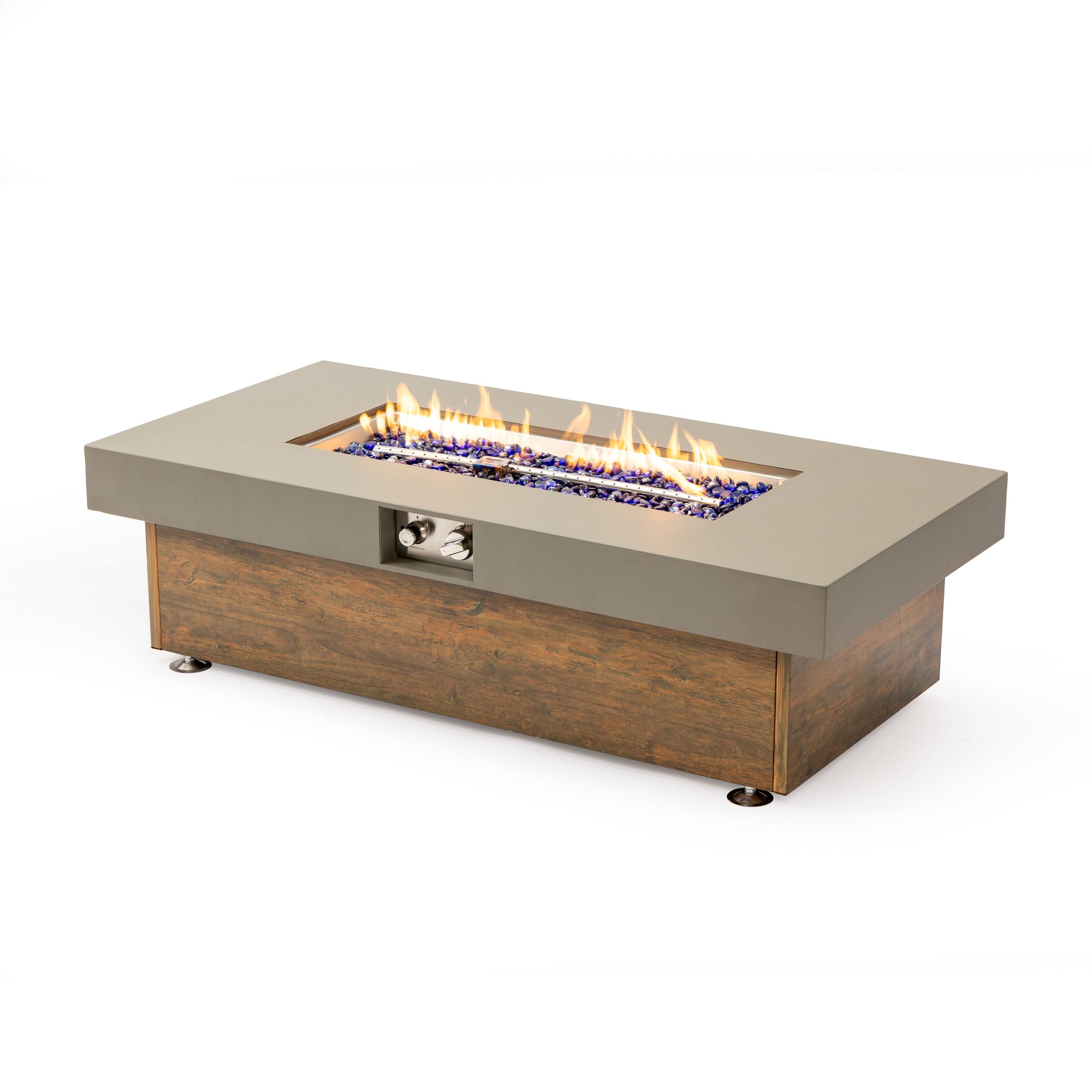 Front. Dexmalle - Dexmalle-48Inch Iron Fire Pit Table with Wood Grain-Gray.