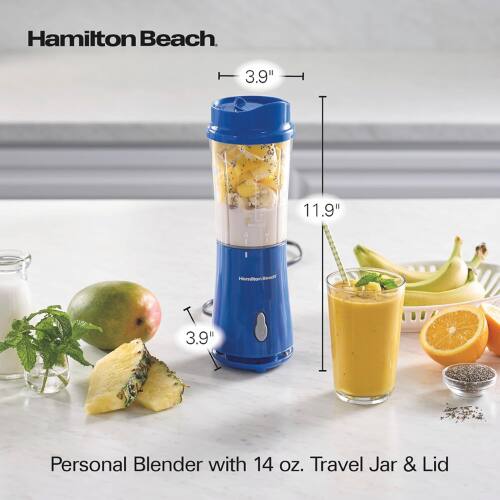 Hamilton Beach 3.9" 11.9" HemionBead 3.9" Personal Blender with 14 oz. Travel Jar & Lid