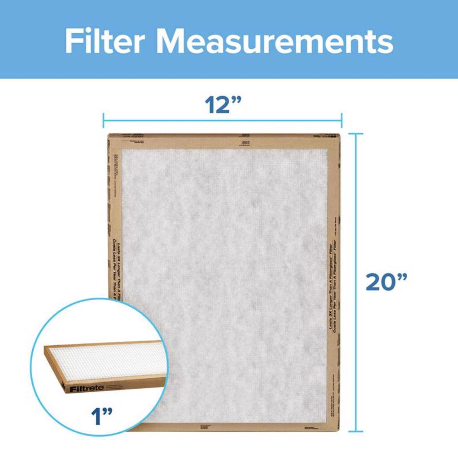 Filter Measurements  
12" x 20"  
1"