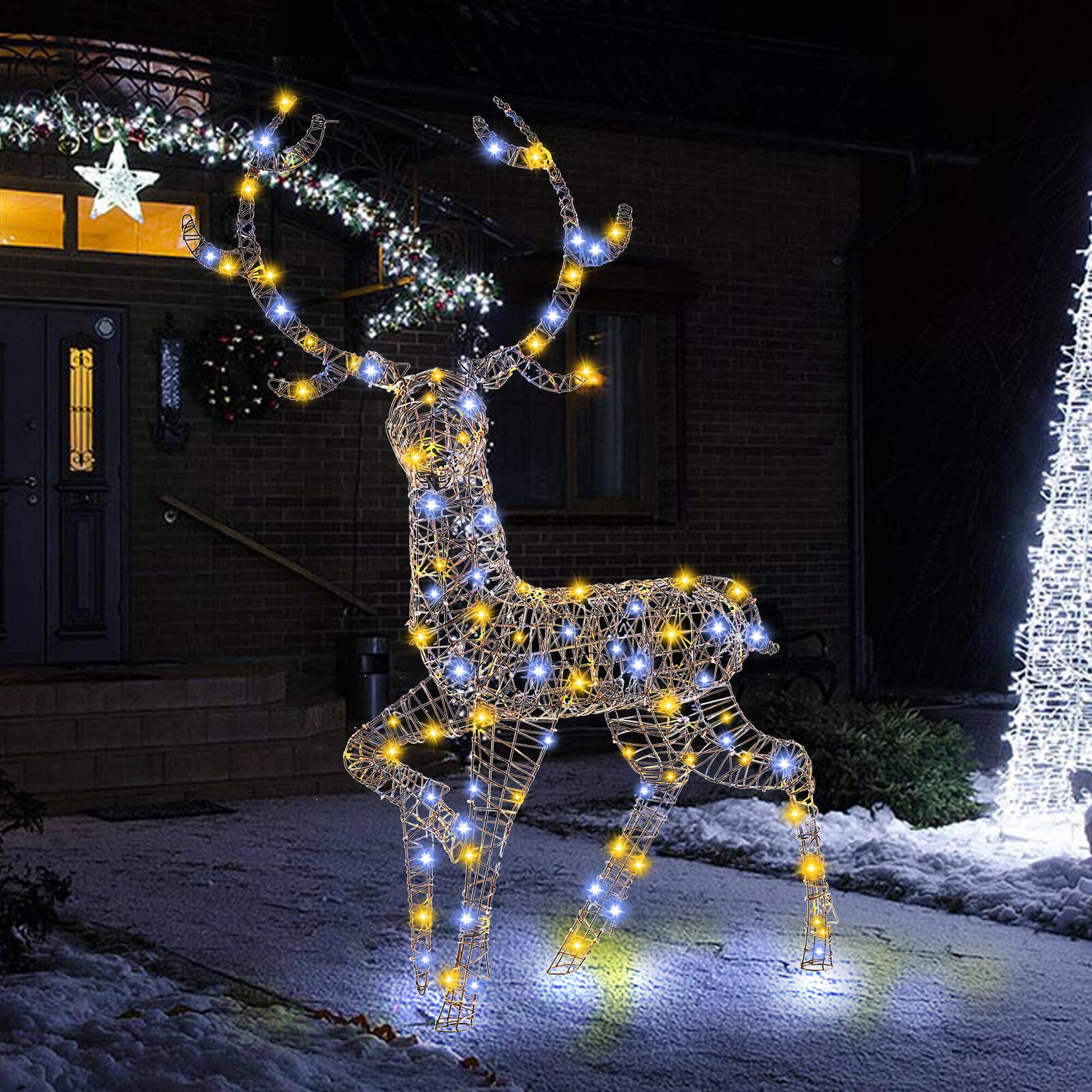 Alt View 1. Costway - Costway 4.6FT Pre-Lit Christmas Reindeer with 170 Bright LED Lights Zip Ties Ground Stakes - Brown.