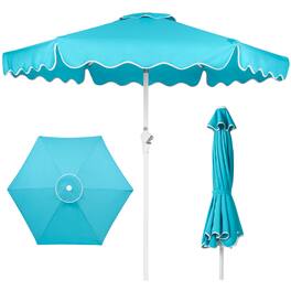 Best Choice Products - 7.5ft Patio Market Umbrella with Wavy Trim, Fade-Resistant, Crank & Tilt, Wind Vent - Sky Blue