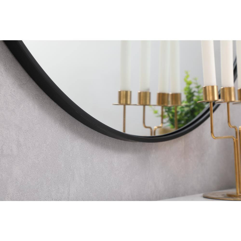 Left. Elegant Decor - Metal frame round mirror 39 inch in Black - Black.