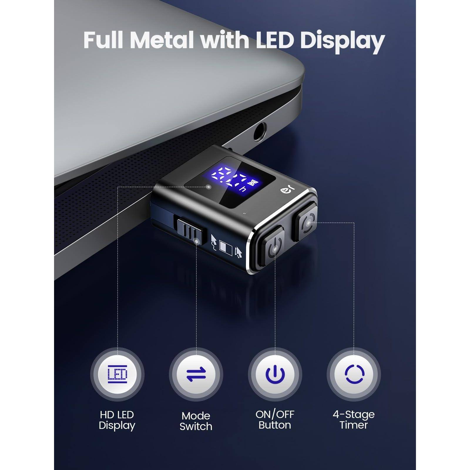 Full Metal with LED Display

- HD LED Display
- Mode Switch
- ON/OFF Button
- 4-Stage Timer