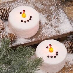 Left. BreeBe - 2/Set - Snowman Face Wax LED Timer Tealights - White.