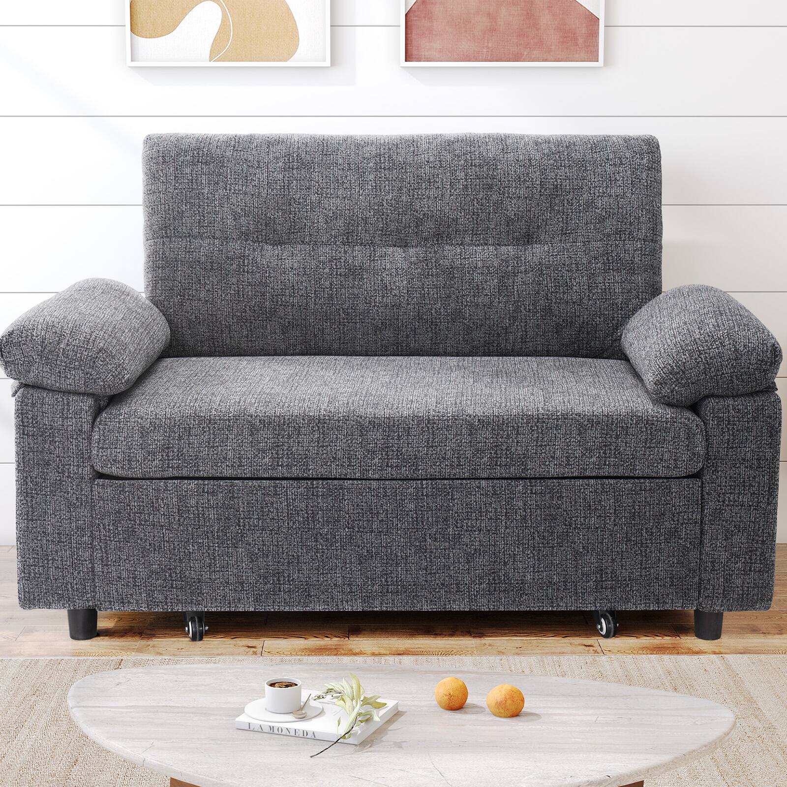 Alt View 4. Vipbear - Vipbear 3-in-1 Convertible Sofa Bed, Pull Out Sleeper Sofa with USB Charging Station & Adjustable Backrest,Dark Gray - Gray.