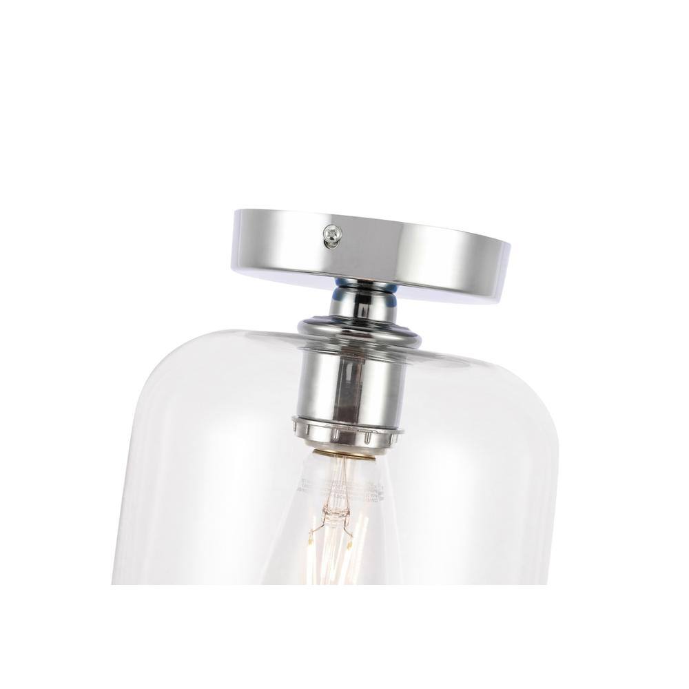 Alt View 1. Living District - Collier 1 light Chrome and Clear glass Flush mount - Chrome And Clear Glass.
