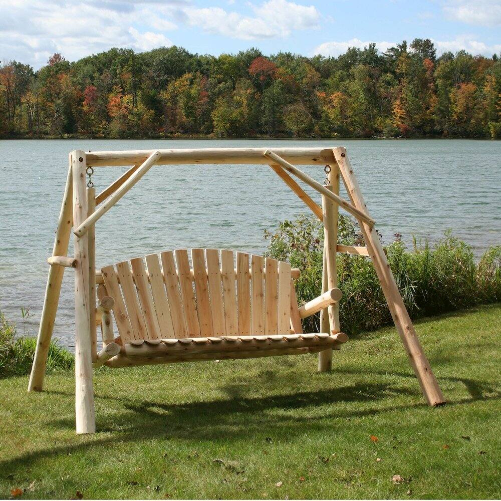 Alt View 3. Contoured Comfort - Cedar Log 5ft Yard Swing - Brown.