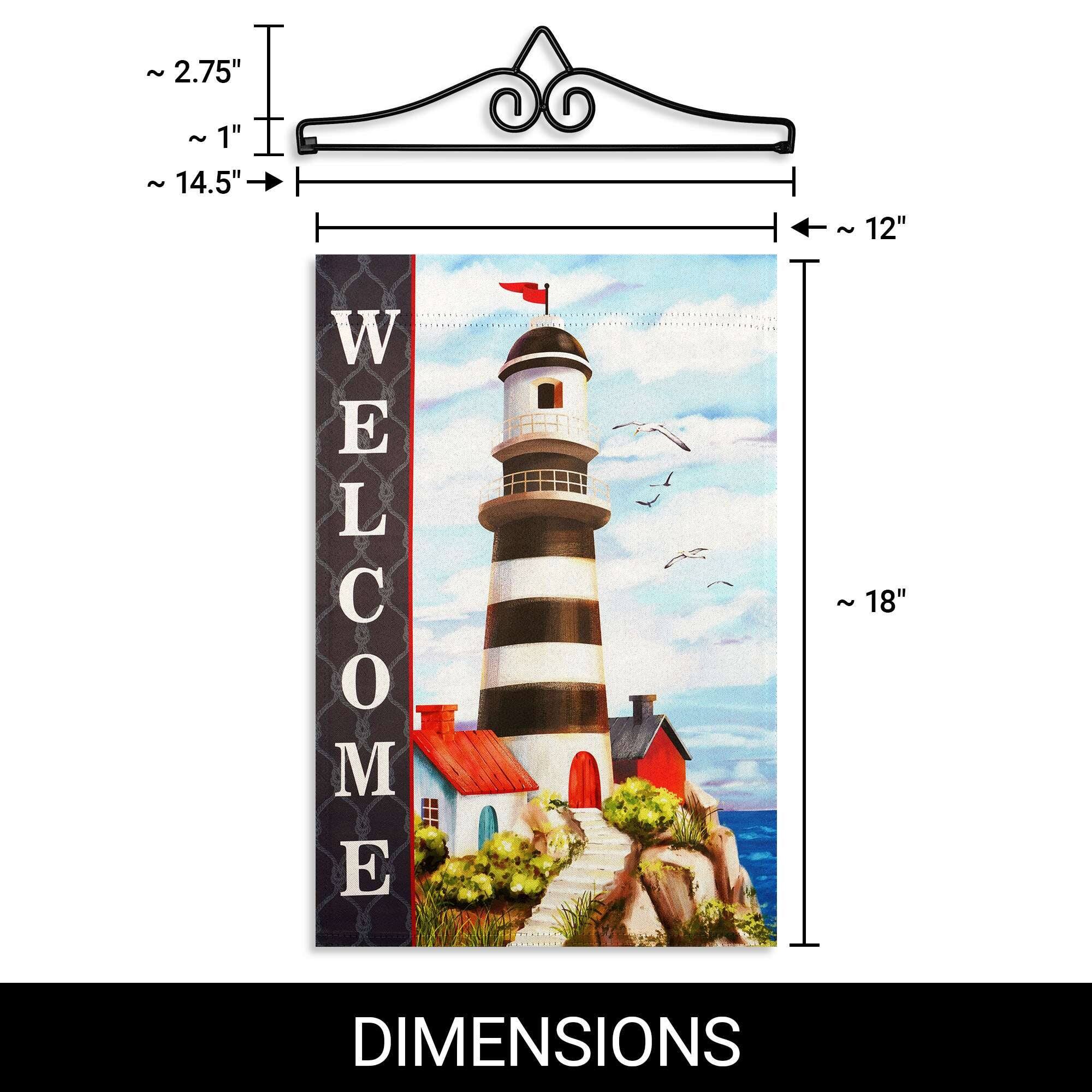 ~ 2.75"  
~ 1"  
~ 14.5"  
~ 12"  

WELCOME  

DIMENSIONS  

~ 18"
