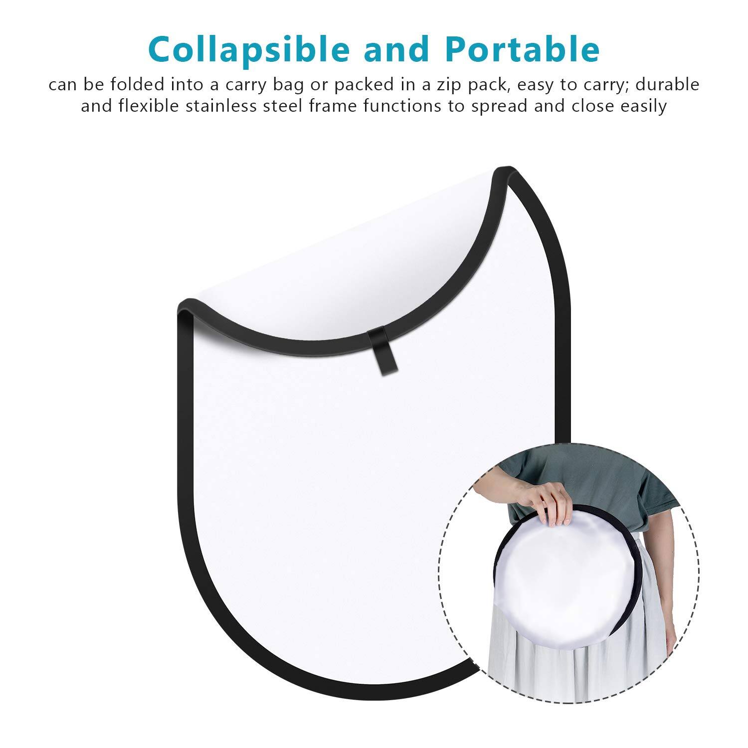 Collapsible and Portable

can be folded into a carry bag or packed in a zip pack, easy to carry; durable and flexible stainless steel frame functions to spread and close easily