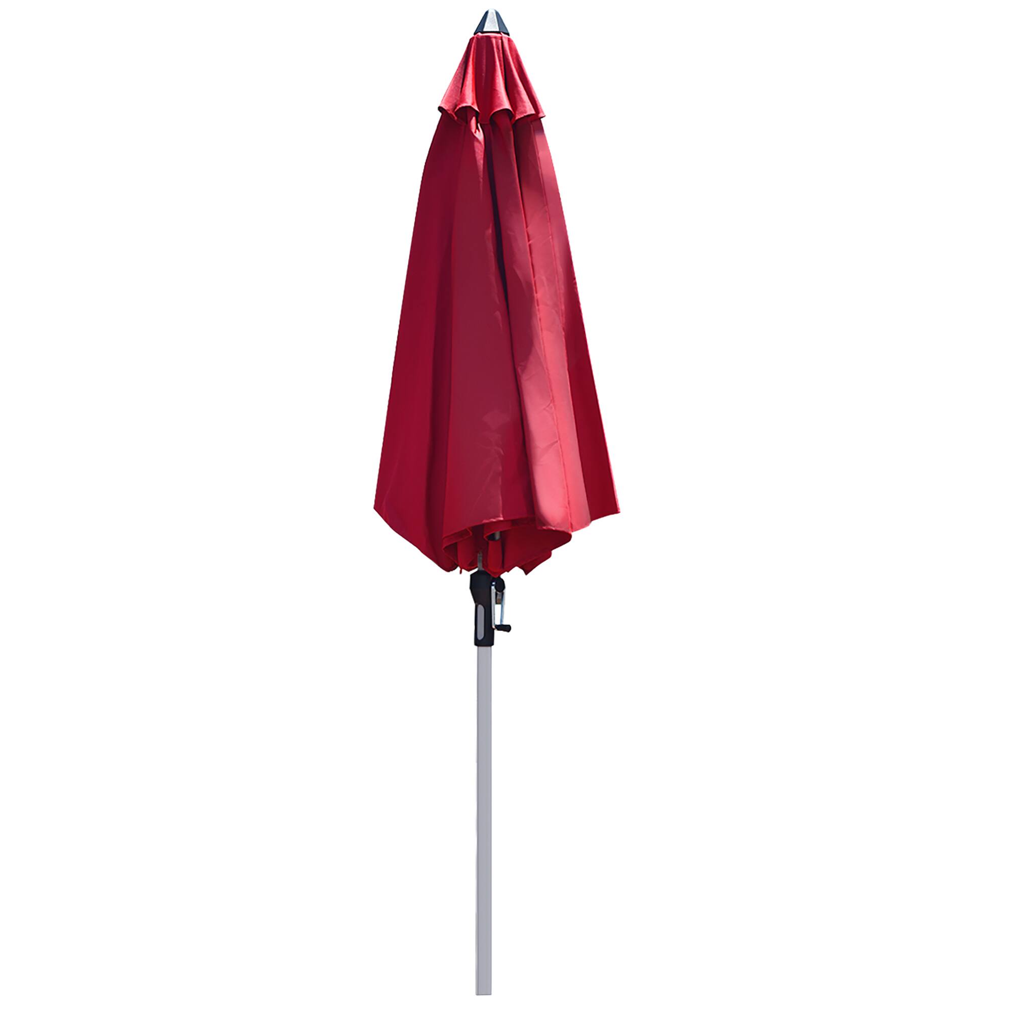 Alt View 2. Costway - 9' Patio Market Umbrella Outdoor Table  Aluminum Crank W/8 Ribs - Burgundy.