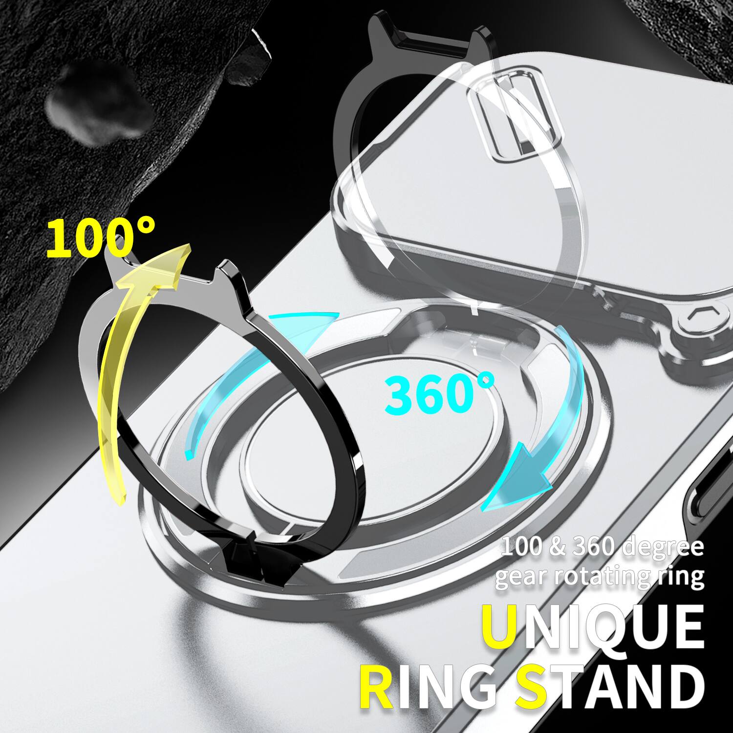 100° 360° 100 & 360 degree gear rotating ring UNIQUE RING STAND