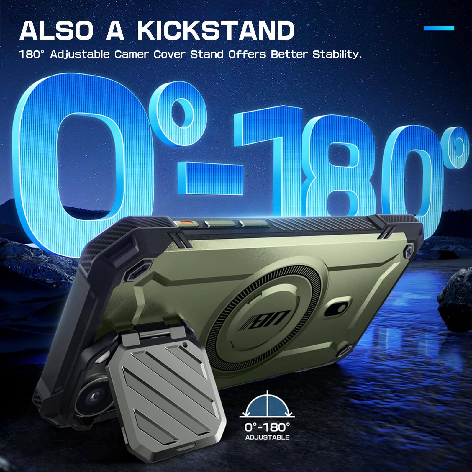 ALSO A KICKSTAND  
180° Adjustable Camera Cover Stand Offers Better Stability.  

0°-180° ADJUSTABLE