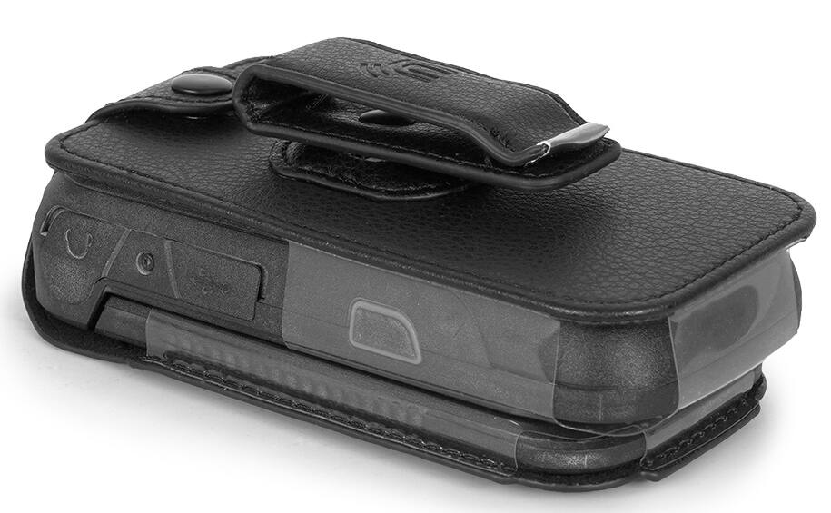 Alt View 9. Nakedcellphone - Case for Sonim XP3plus 5G Flip Phone (2025, X320) - Vegan Leather with Belt Clip - Black.