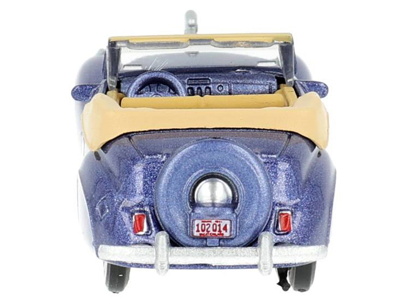Back. Oxford Diecast - 1941 Lincoln Continental Convertible Darian Blue Metallic with Tan Interior 1/87 (HO) Scale - Blue Metallic.