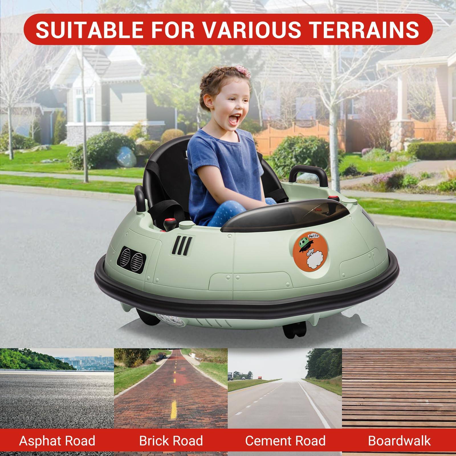 SUITABLE FOR VARIOUS TERRAINS

Asphalt Road  
Brick Road  
Cement Road  
Boardwalk