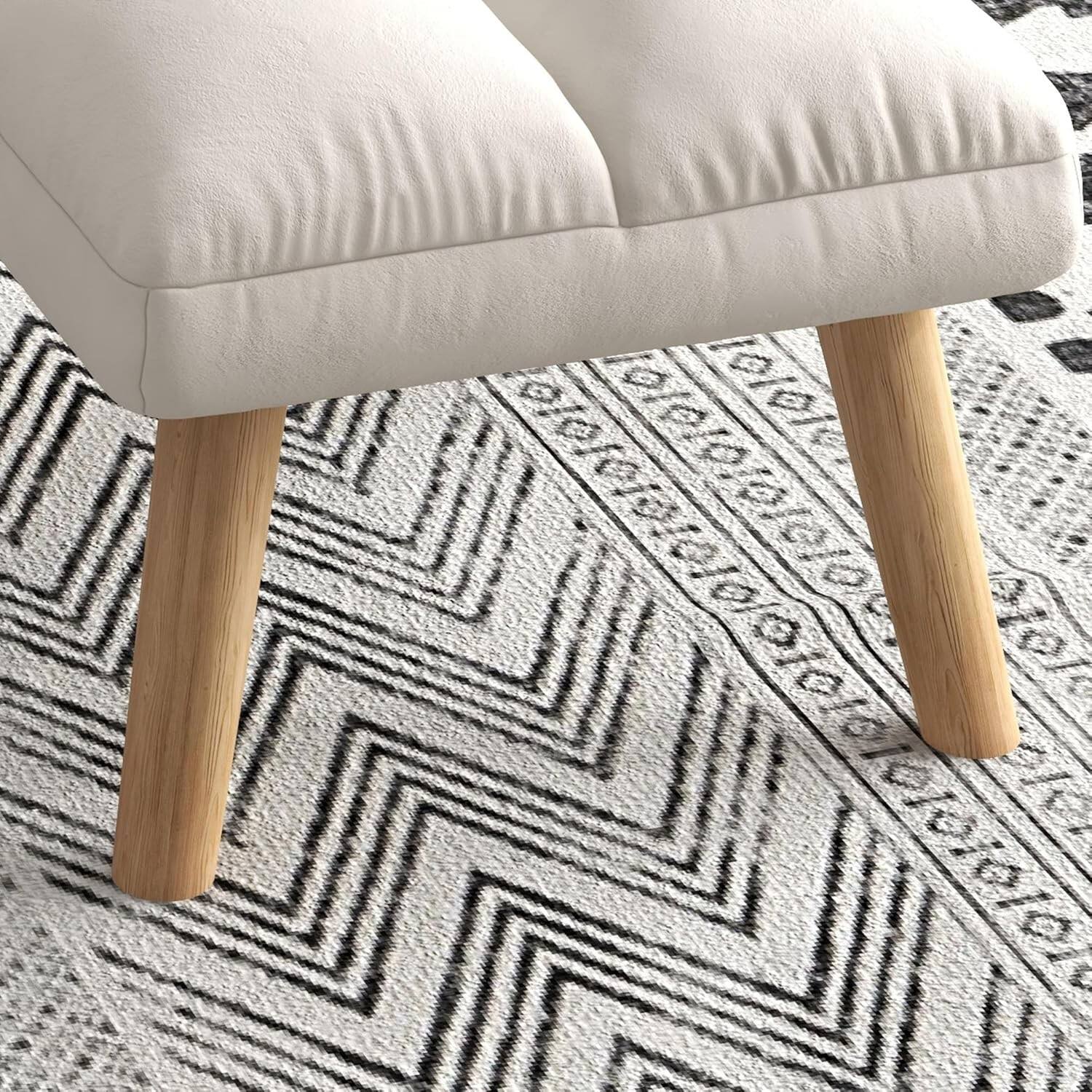 Alt View 11. Bestier - Home Footstool Chair, Fabric Vintage Ottoman, Small Footrest for Living Room Bedroom - White.