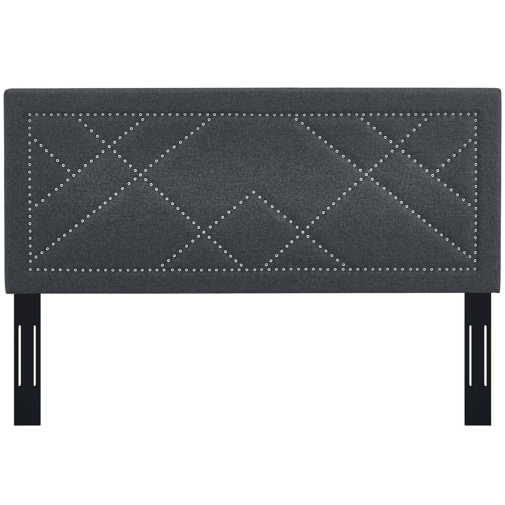 Alt View 2. Modway - Reese Nailhead Upholstered Linen Fabric Full / Queen Headboard by Modway - Gray.