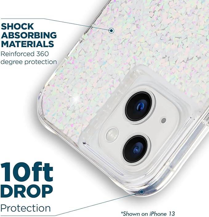 SHOCK ABSORBING MATERIALS  
Reinforced 360 degree protection  

10ft DROP Protection  

*Shown on iPhone 13
